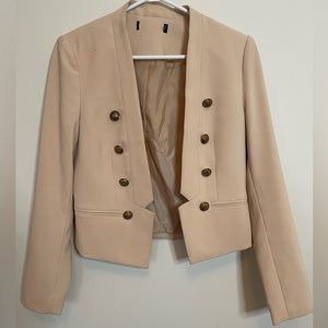 2 For $ 15 Cream/beige collarless blazer with vintage gold/rosegolish button…